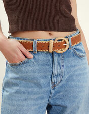 Raffia Whipstitch Belt, Tan (TAN), large