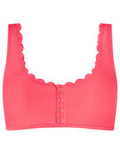 Button Front Bikini Top with Scalloped Edge, Pink (PINK), large