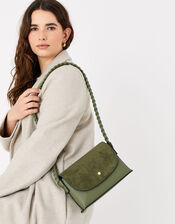 Pia Plaited Shoulder Bag , Green (KHAKI), large