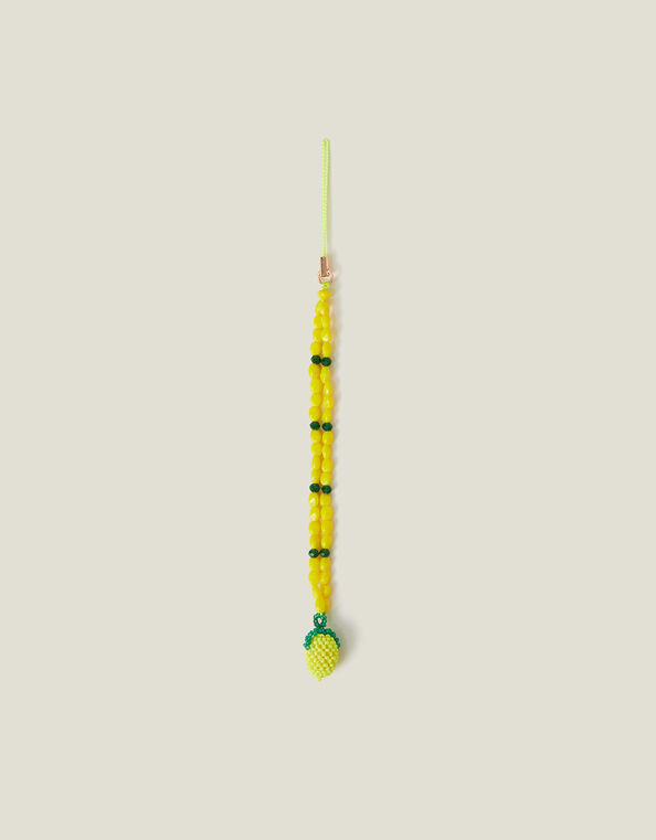 Beaded Lemon Phone Charm Yellow, , large
