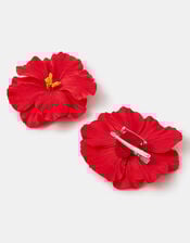 2-Pack Hibiscus Snap Clips, Red (RED), large