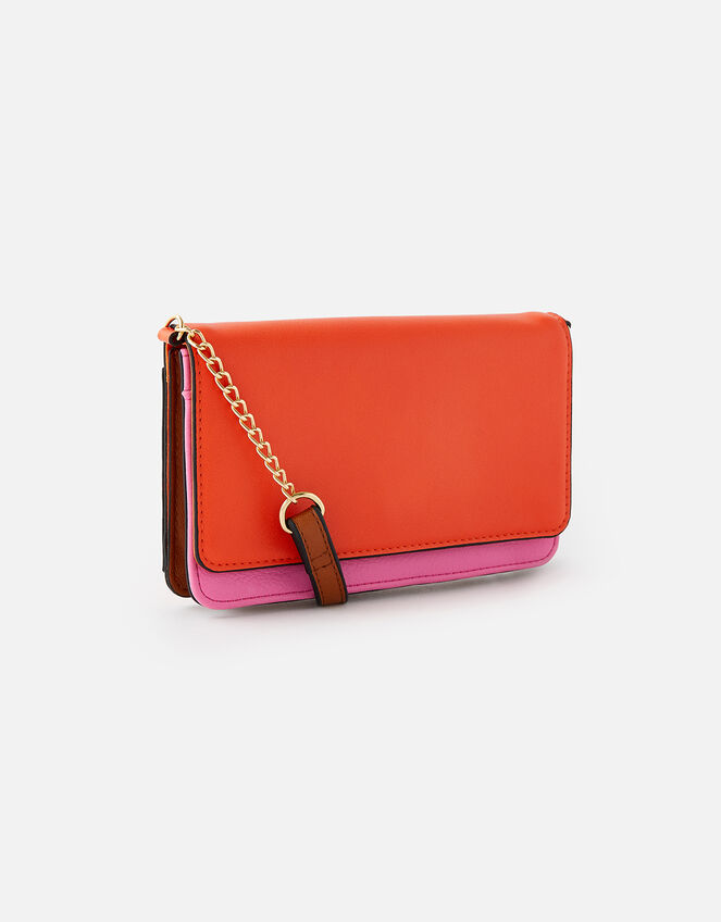 Pia Colourblock Chain Purse, Orange (ORANGE), large
