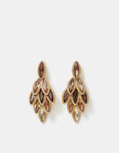 Ombr&eacute; Cascading Gemstone Feather Drop Earrings , , large
