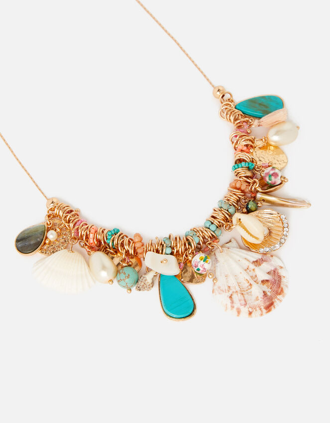Island Vibes Charmy Shell Collar Necklace , , large