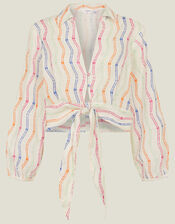 Stripe Tie Front Shirt, Multi (MULTI), large