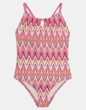 Girls Crochet Crossback Swimsuit, Multi (BRIGHTS MULTI), large