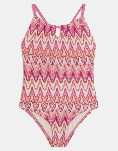 Girls Crochet Crossback Swimsuit, Multi (BRIGHTS MULTI), large