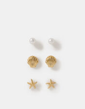3-Pack Shell Stud Earrings, , large