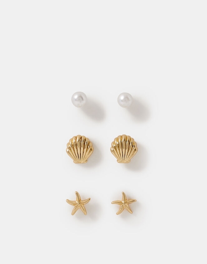 3-Pack Shell Stud Earrings, , large