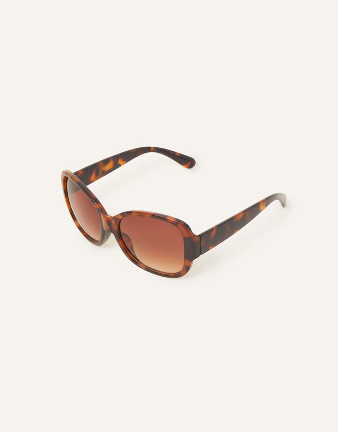 Wide Arm Tortoiseshell Square Sunglasses, , large