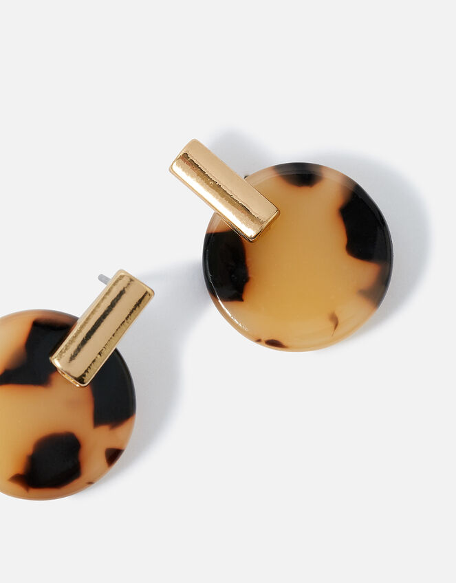 Resin Disc Stud Earrings, Brown (TORT), large