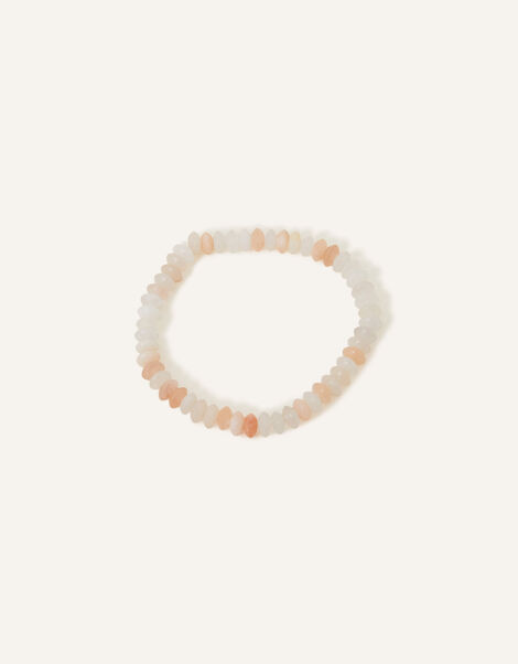 Semi-Precious Beaded Stone Bracelet, White (WHITE), large
