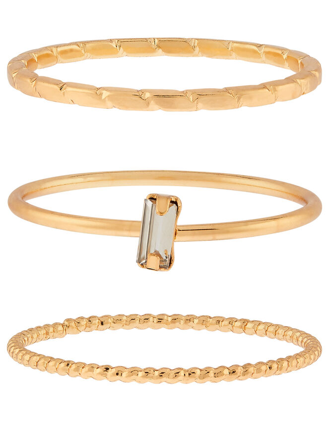 Baguette Crystal Stacking Ring Set, White (CRYSTAL), large