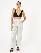 Textured Stripe Beach Trousers, Black (BLACK WHITE), large