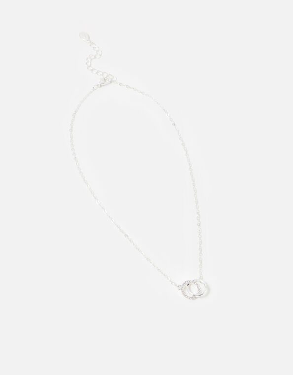 Linked Circle Pendant Necklace, Silver (SILVER), large