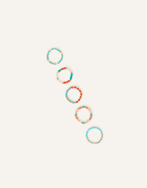Beaded Rings 5 Pack Multi, Multi (PASTEL-MULTI), large