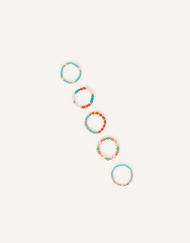 Beaded Rings 5 Pack, Multi (PASTEL-MULTI), large