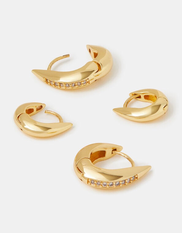 2-Pack 14ct Gold-Plated Hook Hoop Earrings, , large