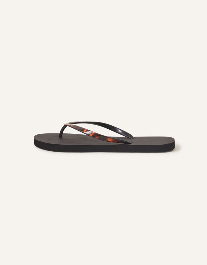 Tortoiseshell Toe-Post Flip Flops, Black (BLACK), large