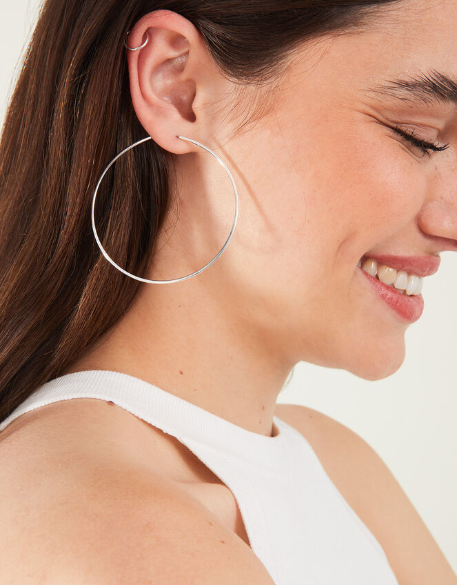 Sterling SilverPlated Fine Hoop Earrings Sterling silver