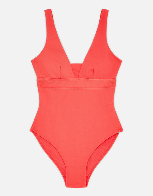 Lexi Ribbed Plunge Swimsuit , Red (RED), large