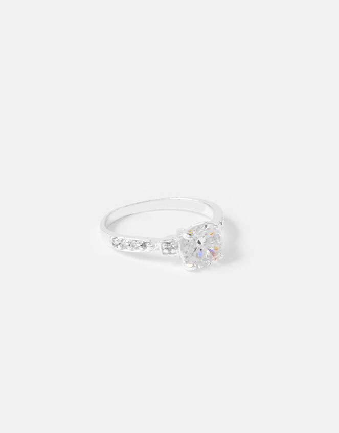 Amanda Sterling Silver Crystal Engagement Ring, White (ST CRYSTAL), large