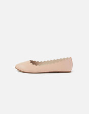 Scallop Ballerina Flats, Nude (NUDE), large