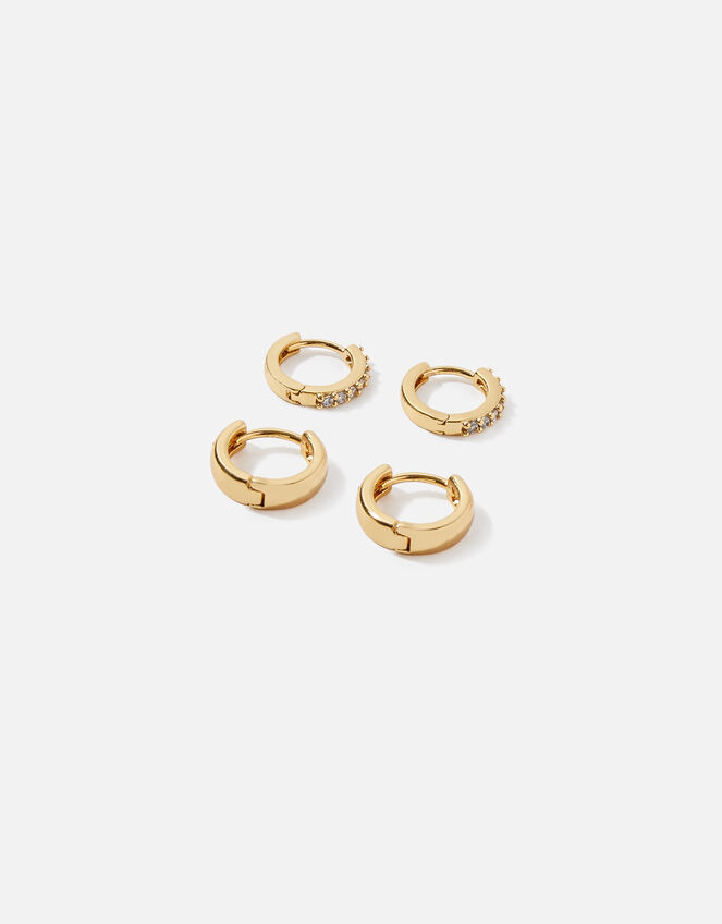 14ct Gold-Plated Hoops Set of Two, , large