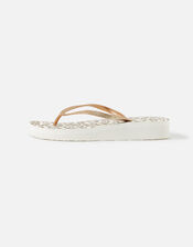 Animal Print Wedge Flip Flops, Gold (GOLD), large