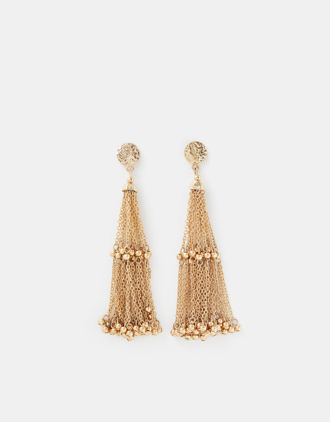 Long Chain Tassel Drop Earrings, , large