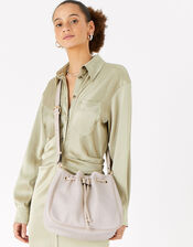 Drawstring Weave Shoulder Bag, Cream (CREAM), large