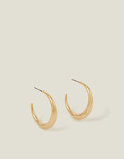 14ct Gold-Plated Crescent Hoop Earrings, , large