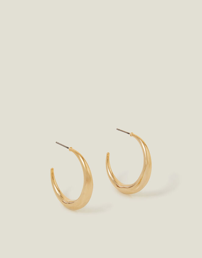 14ct Gold-Plated Crescent Hoop Earrings, , large