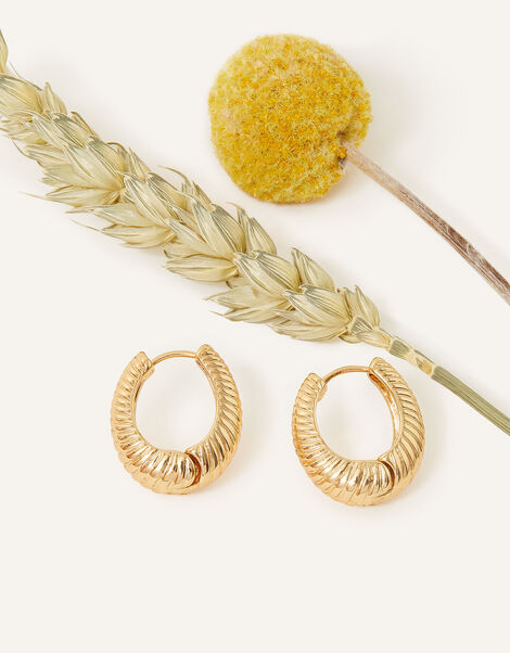 14ct Gold-Plated Croissant Creole Hoops, , large