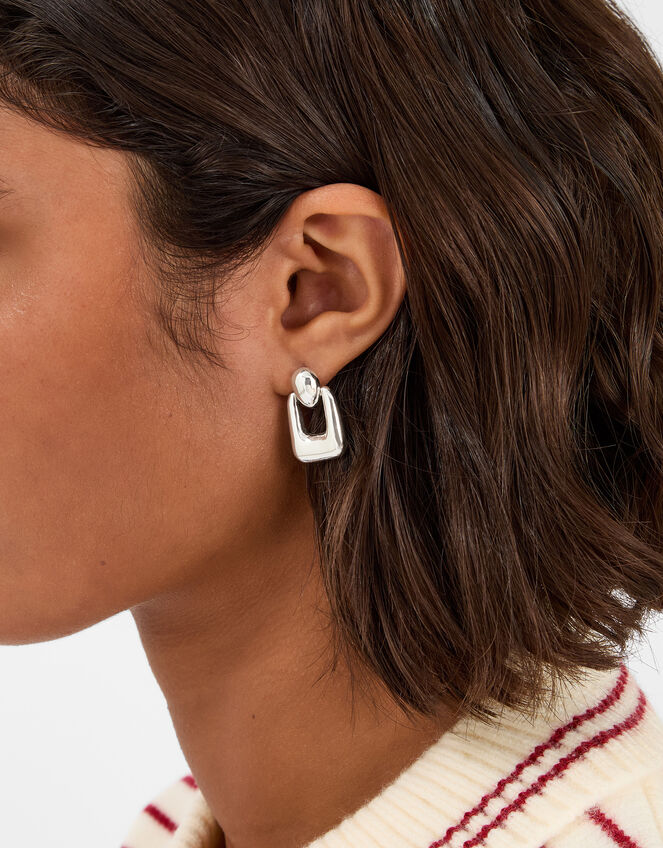 Mini Square Doorknocker Earrings, , large