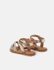 Girls Strappy Leather Sandals, Multi (BRIGHTS MULTI), large