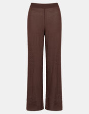 Crochet Knit Trousers, Brown (BROWN), large