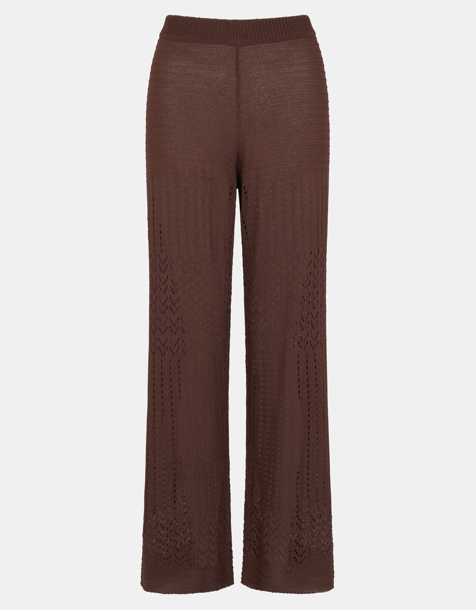 Crochet Knit Trousers, Brown (BROWN), large