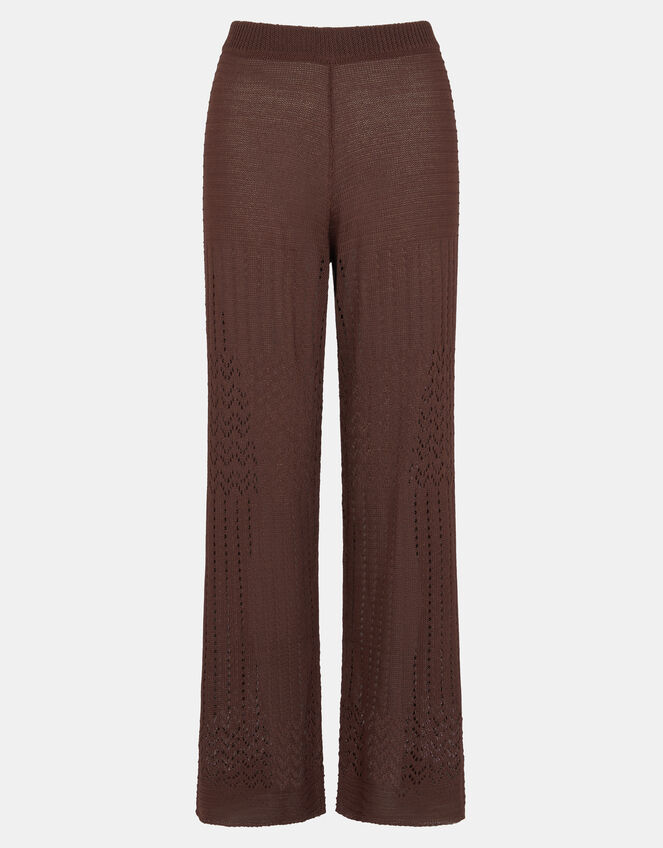 Crochet Knit Trousers, Brown (BROWN), large