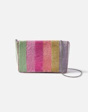 Stripe Sequin Clutch Bag, , large