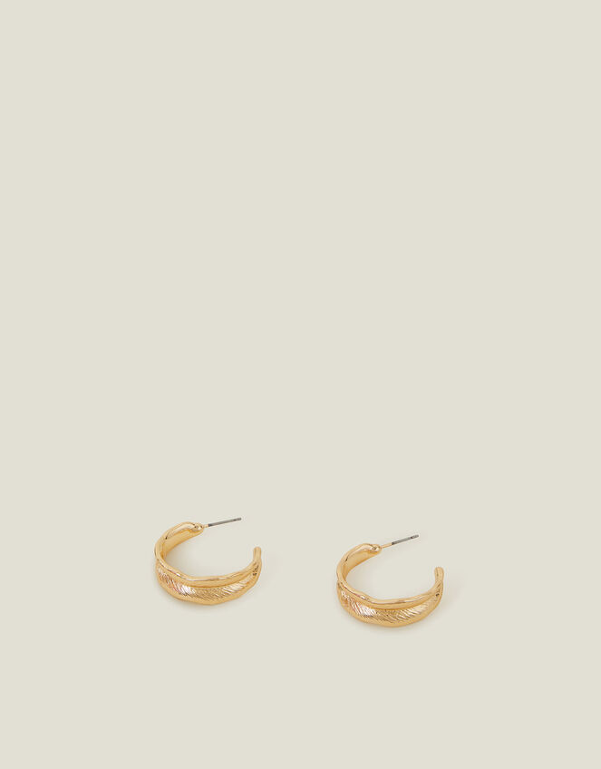 Leaf Etched Hoop Earrings, , large