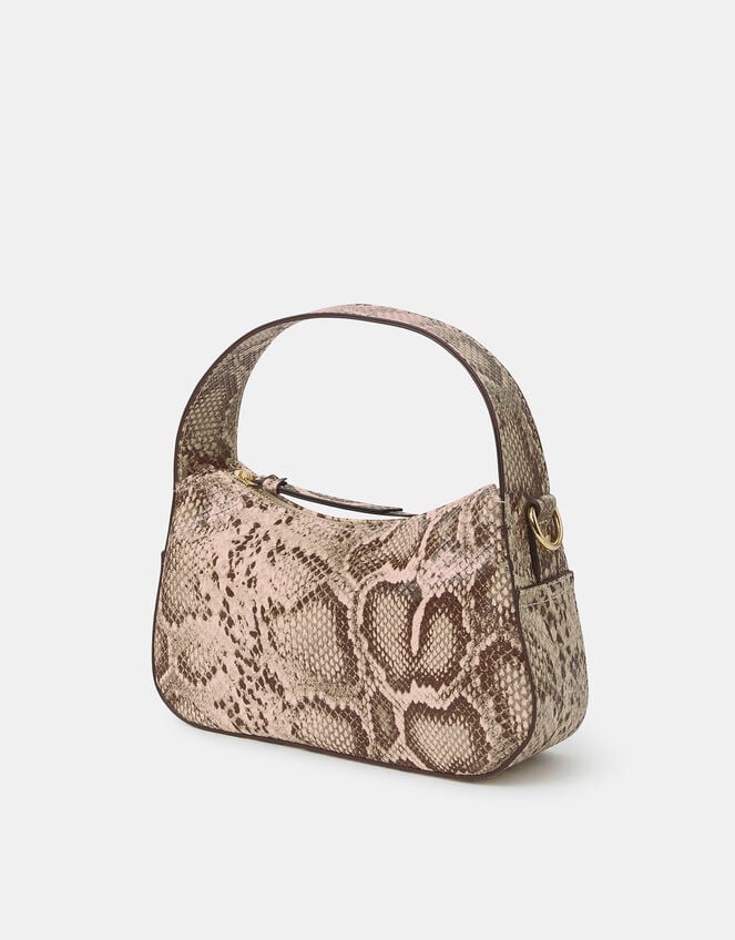 Mini Faux Snakeskin Handbag, , large