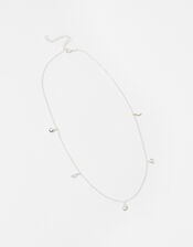 Sterling Silver Moon Charm Necklace, , large