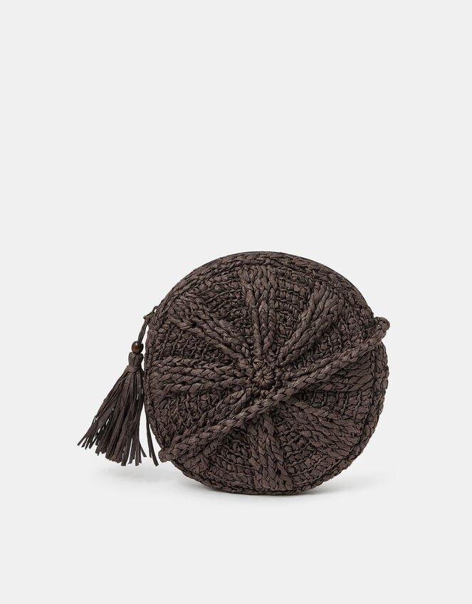 Raffia Circle Crossbody Bag, , large