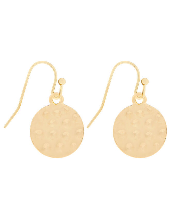 Hammered Disc Short Drop Earrings, , large