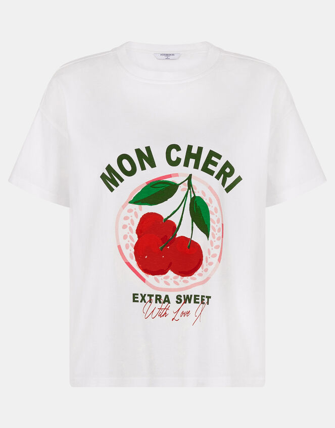 Cherry Slogan T-Shirt, White (WHITE), large