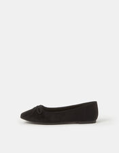 Faux Suede Ballet Flats, Black (BLACK), large