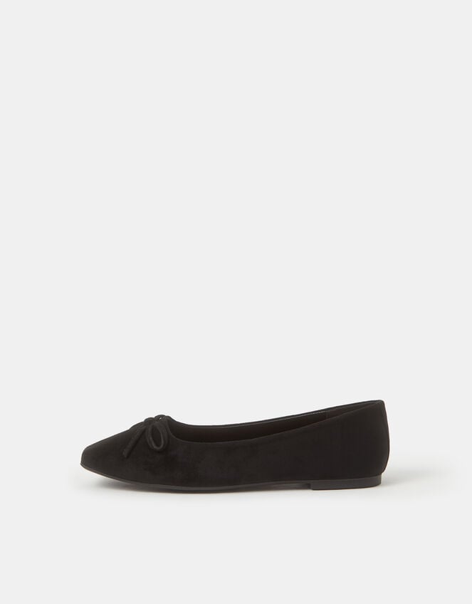 Faux Suede Ballet Flats, Black (BLACK), large