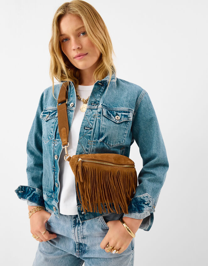 Fringe Suede Sling Bag, , large