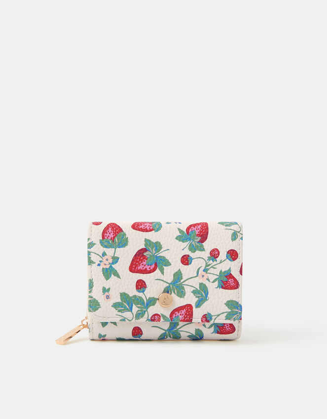 Strawberry Print Tri Fold Purse, , large